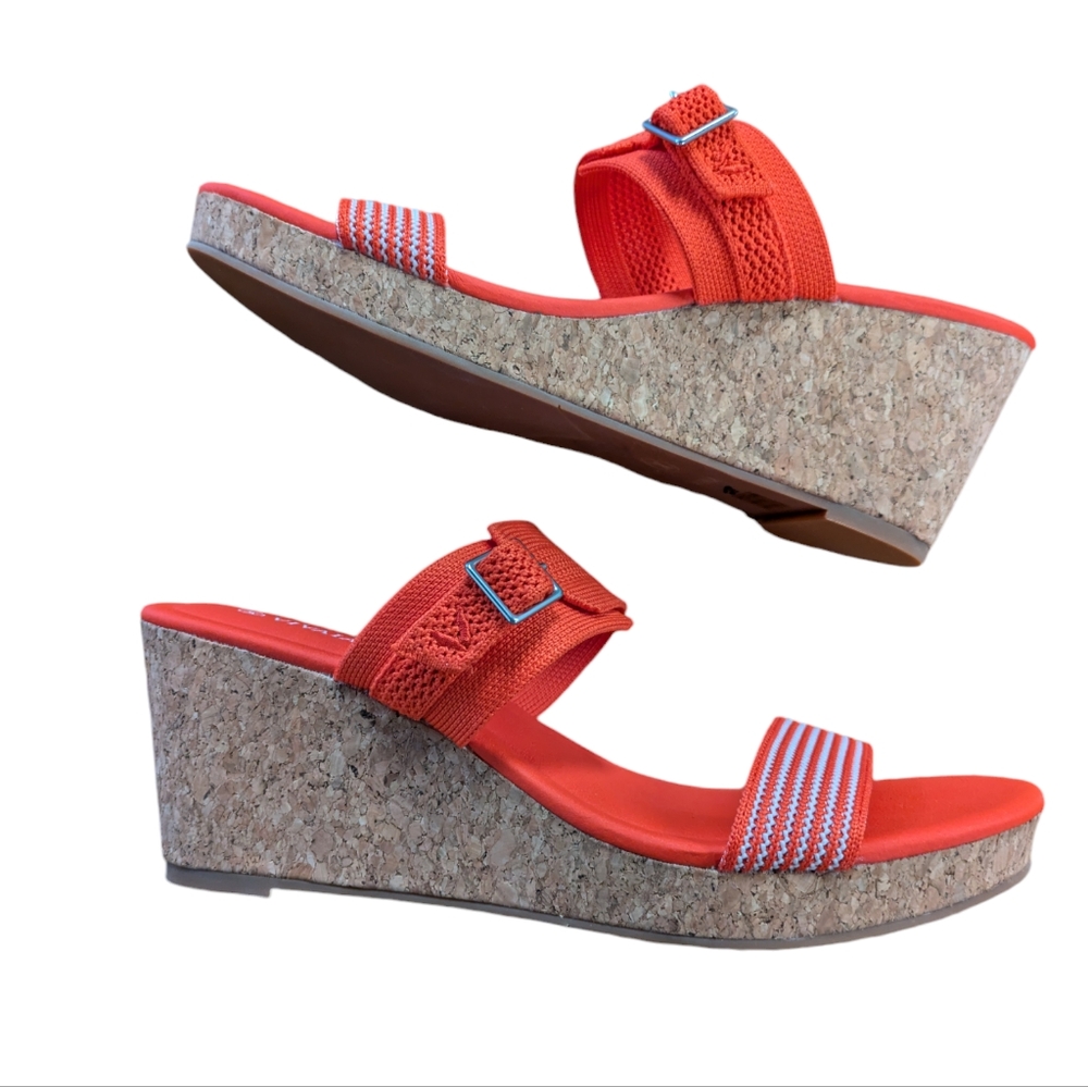 Vivaia Sammy Adjustable Strap Wedge Sandal Citrus Orange Size 42 - Picture 3 of 13